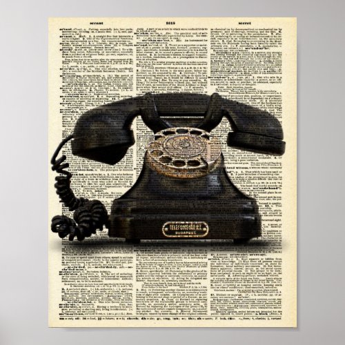 Vintage Telephone Dictionary Art Print Poster