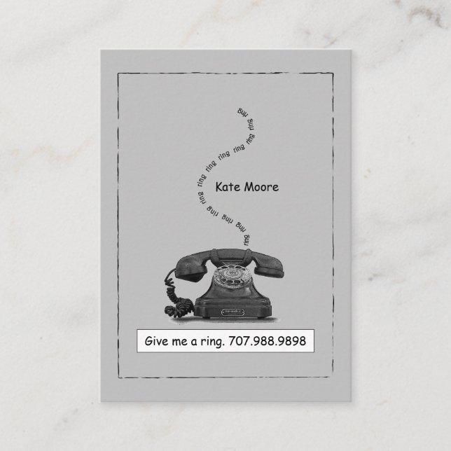 Vintage Telephone Gray Calling Card (Front)