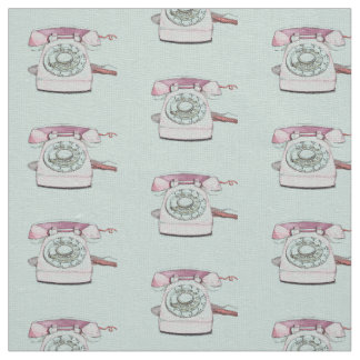 Vintage Telephone Pattern Repeat - Seafoam Fabric