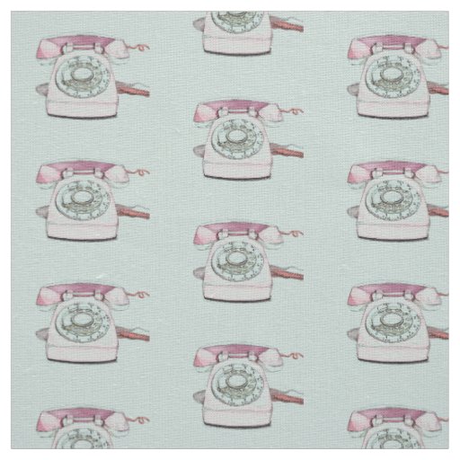 Vintage Telephone Pattern Repeat - Seafoam Fabric