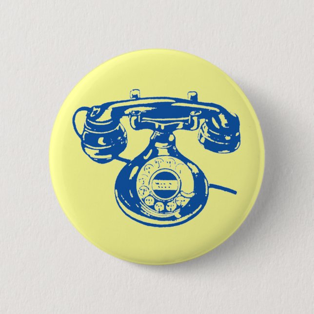 Vintage Telephone Pinback Button (Front)