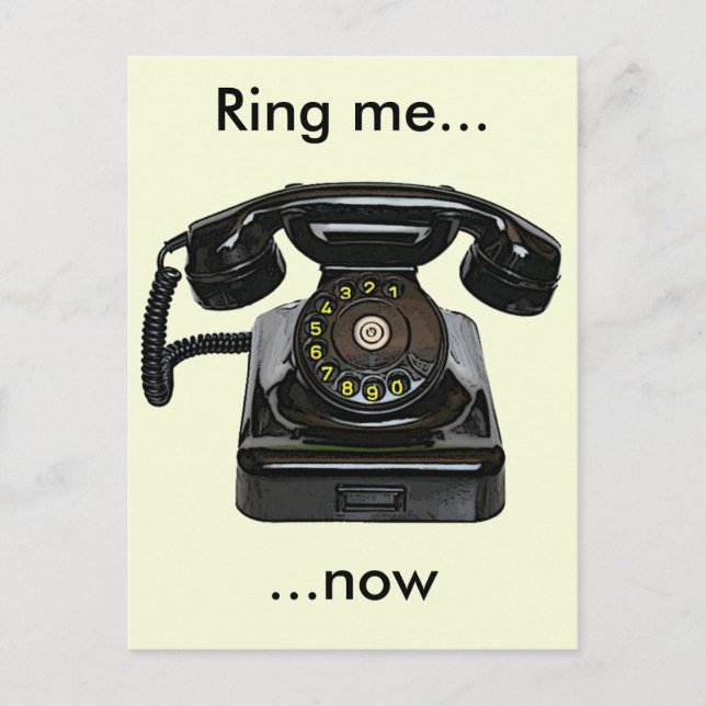 Vintage telephone postcard Ring me...now (Front)