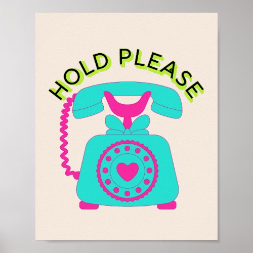 Vintage Telephone Retro funky illustration Poster