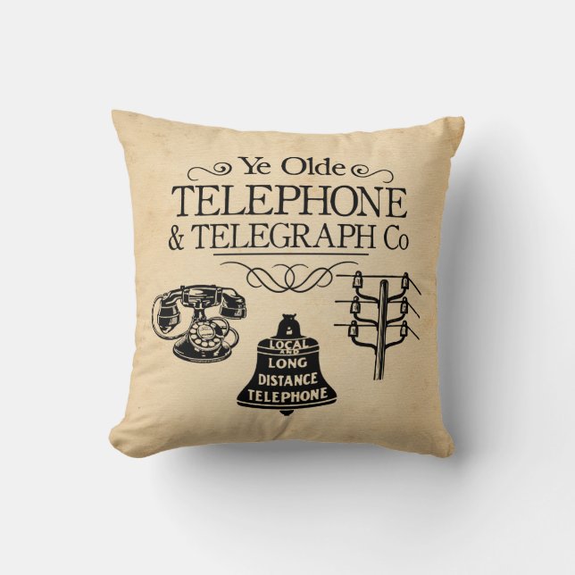 Vintage Telephone Seat Throw Pillow (Front)