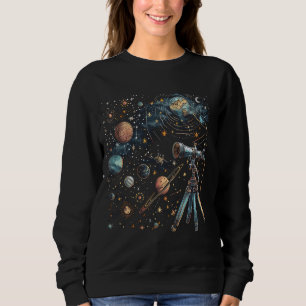 Vintage Telescope Astronomy Space Stars Retro Art Sweatshirt