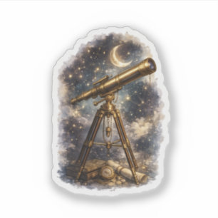 Vintage Telescope Stargazing Vinyl Sticker