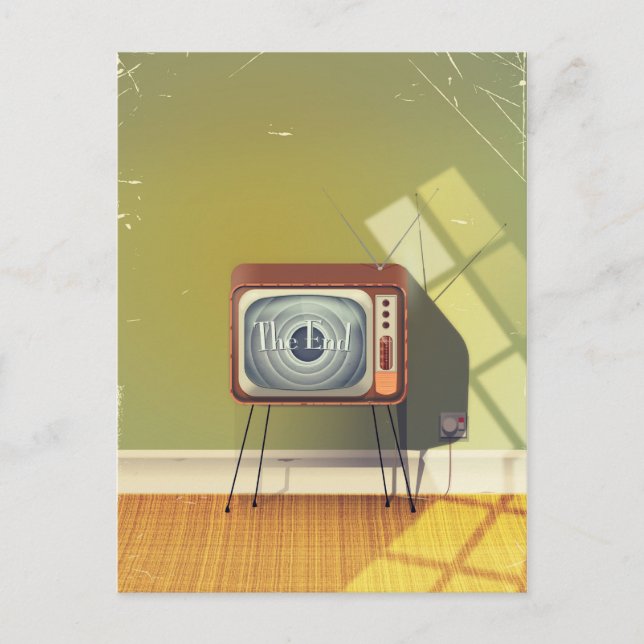 Vintage Television cartoon Postcard (Front)