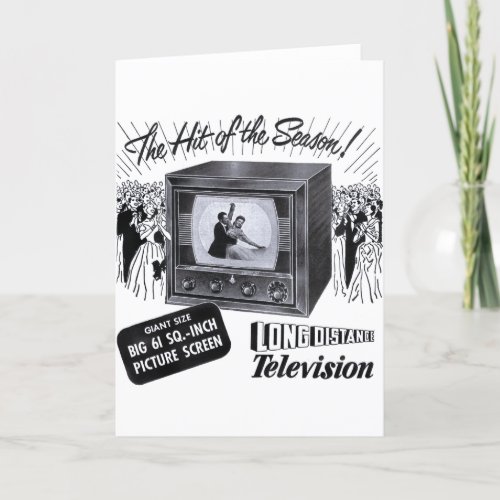 Vintage Television Set Long Distance TV Card