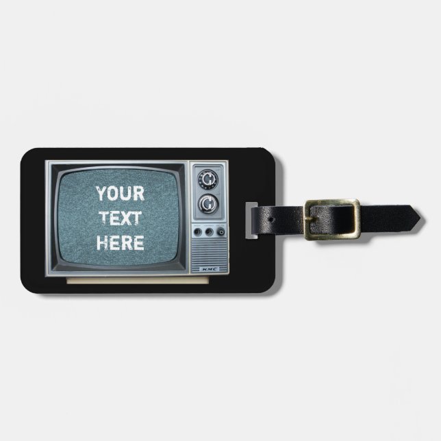Vintage Television with Static Screen Luggage Tag (Front Horizontal)