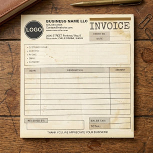 Vintage Template, Business Logo Invoice Sales Form Notepad