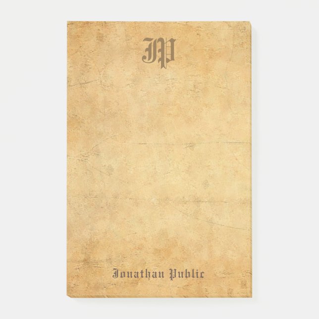 Vintage Template Elegant Calligraphed Monogram Post-it Notes (Front)