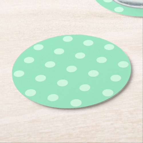 Vintage Template Light Mint Green Dots Elegant Round Paper Coaster