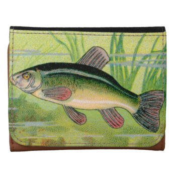 Vintage Tench Fish Print Leather Tri-fold Wallet by Kinder_Kleider at Zazzle