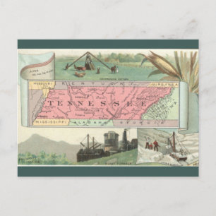 Vintage Tennessee Map Postcard