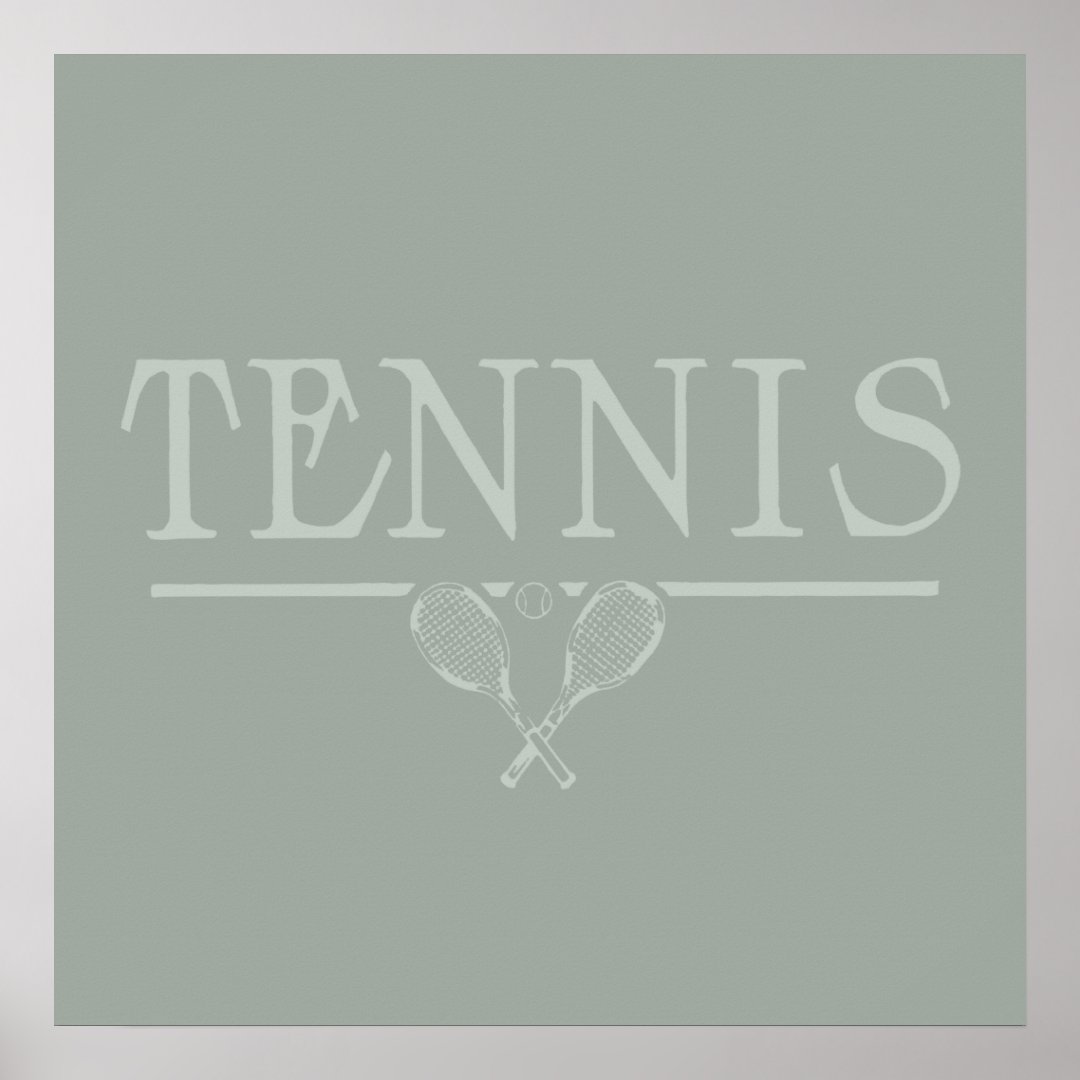 Vintage Tennis Art Illustrated CUSTOM COLOR Poster | Zazzle