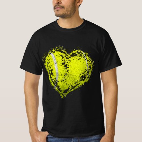 Vintage Tennis ball Heart Valentines Day Boys Girl T_Shirt