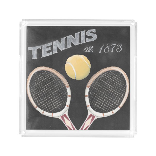 Vintage Tennis Chalkboard Design Acrylic Tray (Front)