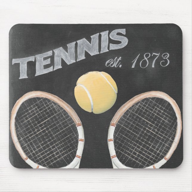 Vintage Tennis Chalkboard Design Mouse Pad (Front)