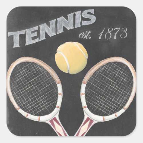 Vintage Tennis Chalkboard Design Square Sticker