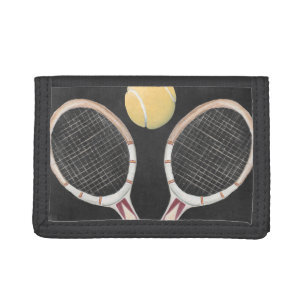 Vintage Tennis Chalkboard Design Trifold Wallet