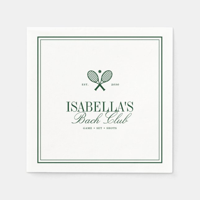 Vintage Tennis Country Club Bachelorette Napkins (Front)