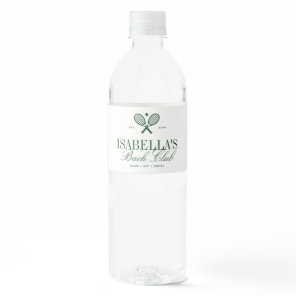 Vintage Tennis Country Club Bachelorette Water Bottle Label