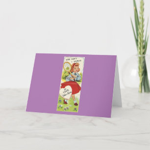Vintage Tennis Girl Valentine Holiday Card