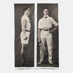 Vintage Tennis Player Athlete Pro Kitchen Towel