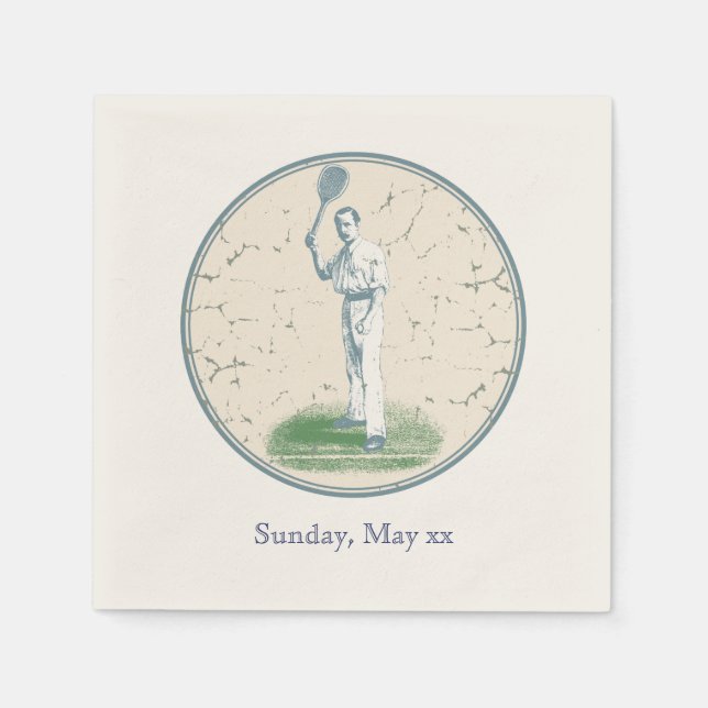 Vintage Tennis Player Paper Napkins (Front)