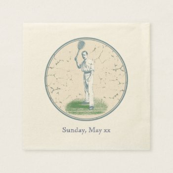 Vintage Tennis Player Paper Napkins by TimeEchoArt at Zazzle