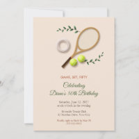 Vintage Tennis Racket 50th Birthday Invitation