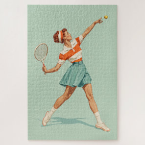 Vintage Tennis Serve Illustration Jigsaw Puzzle