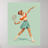 Vintage Tennis Serve Illustration