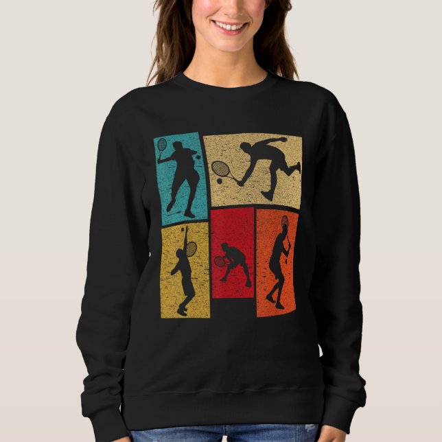 Vintage Tennis Silhouette Retro Vintage Player Sweatshirt (Front)
