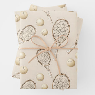 Vintage tennis wrapping paper sheets