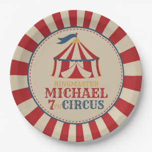 Vintage Tent Circus Carnival Birthday Party Plates