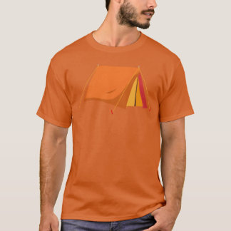 Vintage tent in orange and red with camping flair  T-Shirt