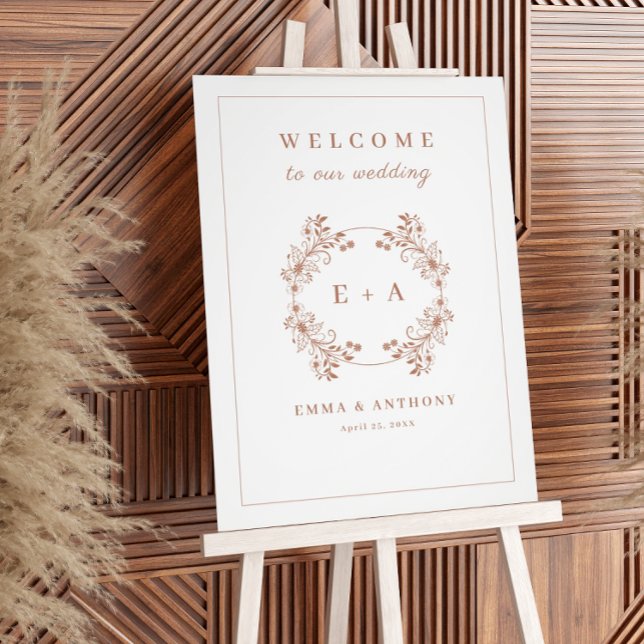 Vintage Terracota Monogram Wedding Welcome Sign (Creator Uploaded)