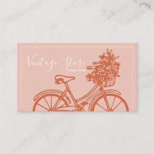 Vintage Terracotta Bicycle Flowers Pastel Retro Business Card