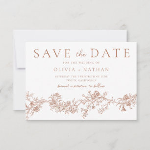 Vintage Terracotta Floral Wedding Save The Date