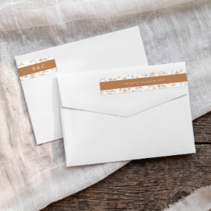 Vintage Terracotta Orange Wedding Return Address Wrap Around Label