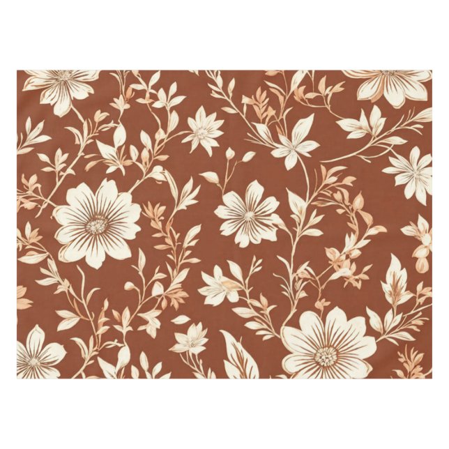 Vintage Terracotta Seamless Boho Floral Pattern  Tablecloth (Front (Horizontal))
