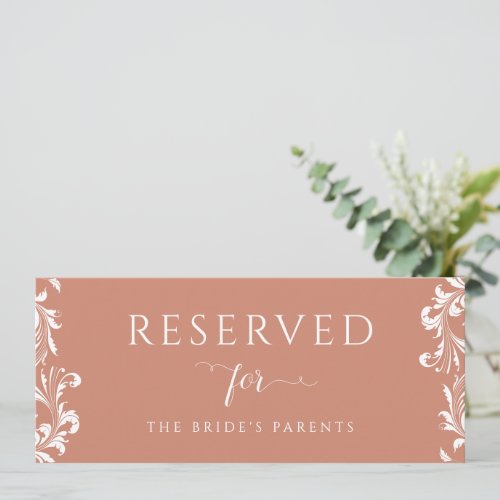 Vintage Terracotta Wedding Reserved Sign Elegant Invitation