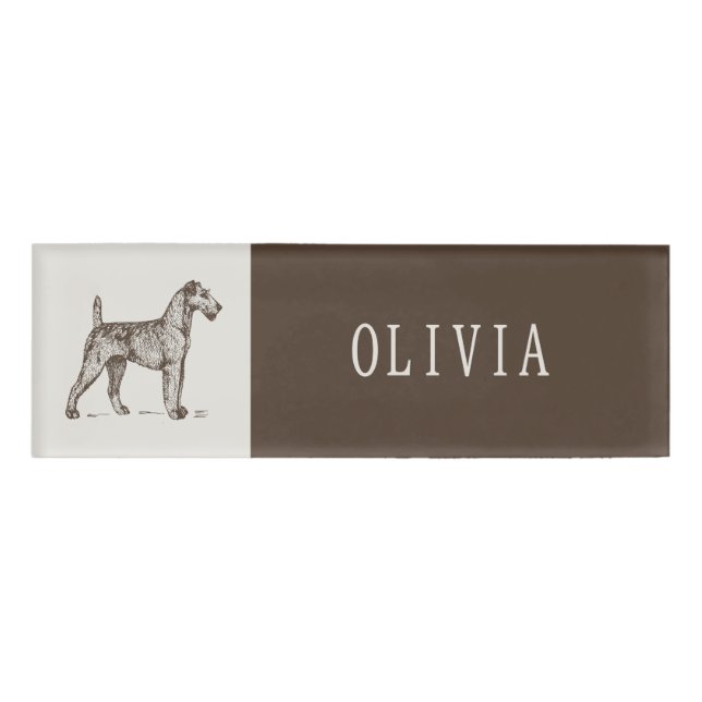  Vintage Terrier Custom Name Tag Badge Personalize (Front)