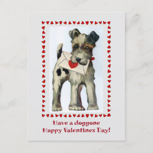 Vintage Terrier Dog Valentines Postcard