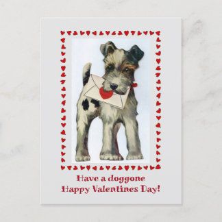 Vintage Terrier Dog Valentines Postcard