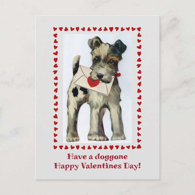 Vintage Terrier Dog Valentines Postcard (Front)