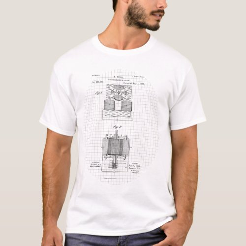 Vintage Tesla Electro Magnetic Motor Patent T_Shirt