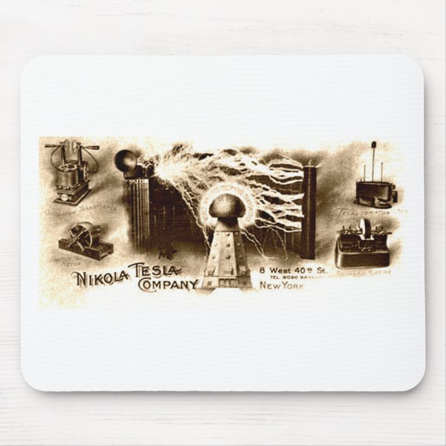 Vintage Tesla Letterhead Mouse Pad (Front)