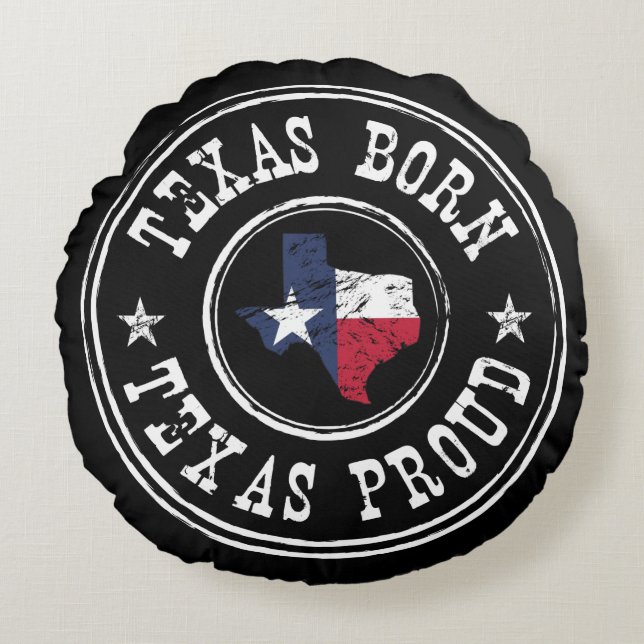 Vintage Texas born - Texas proud Round Pillow (Front)